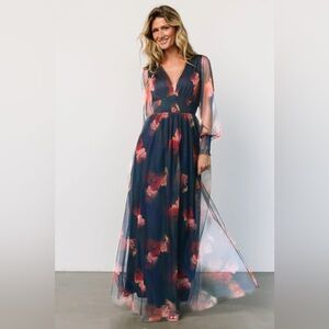 Baltic Born Layla Tulle Maxi Dress in Topaz Ombre Floral BNWT